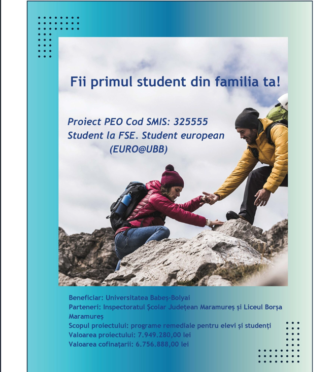 Anunț selecție calup 2 – Proiect PEO/325555/Student la FSE. Student european (EURO@UBB)